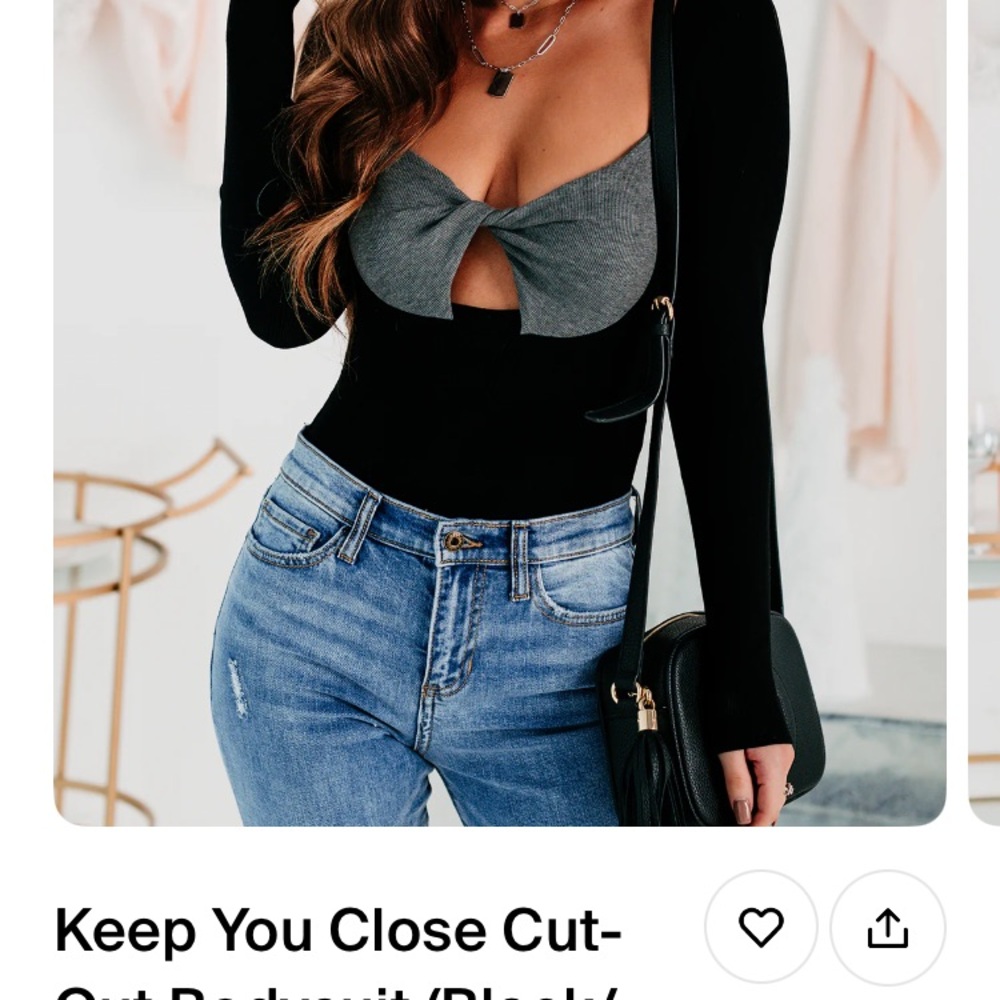 NanaMacs Black and Silver Cut-Out Fitted Bodysuit